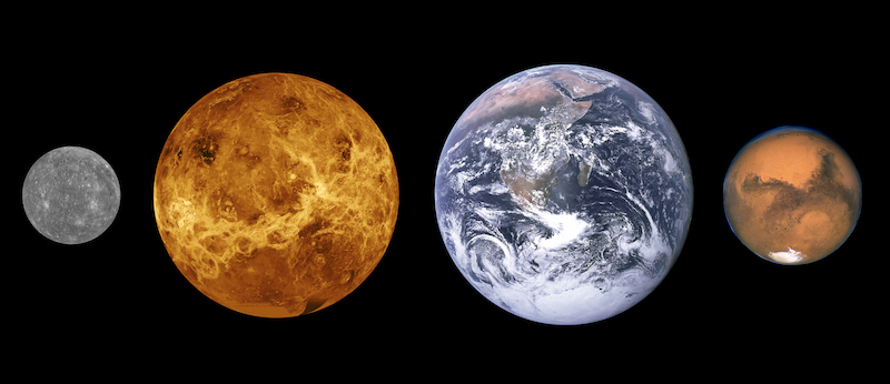 مقایسه سیاره عطارد با سیارات داخلی منظومه شمسی